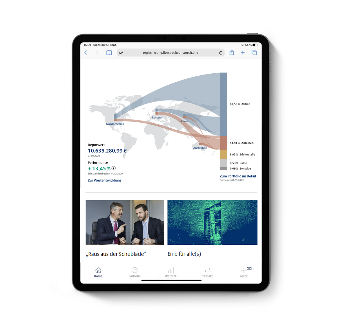 Ipad Ansicht Kundenportal